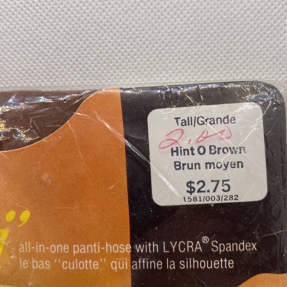 Phantom Trim-Panti Pantyhose Hint O Brown Size Tall Vintage - Picture 3 of 12